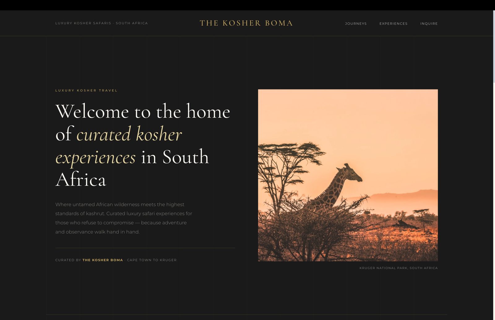 The Kosher Boma landing page