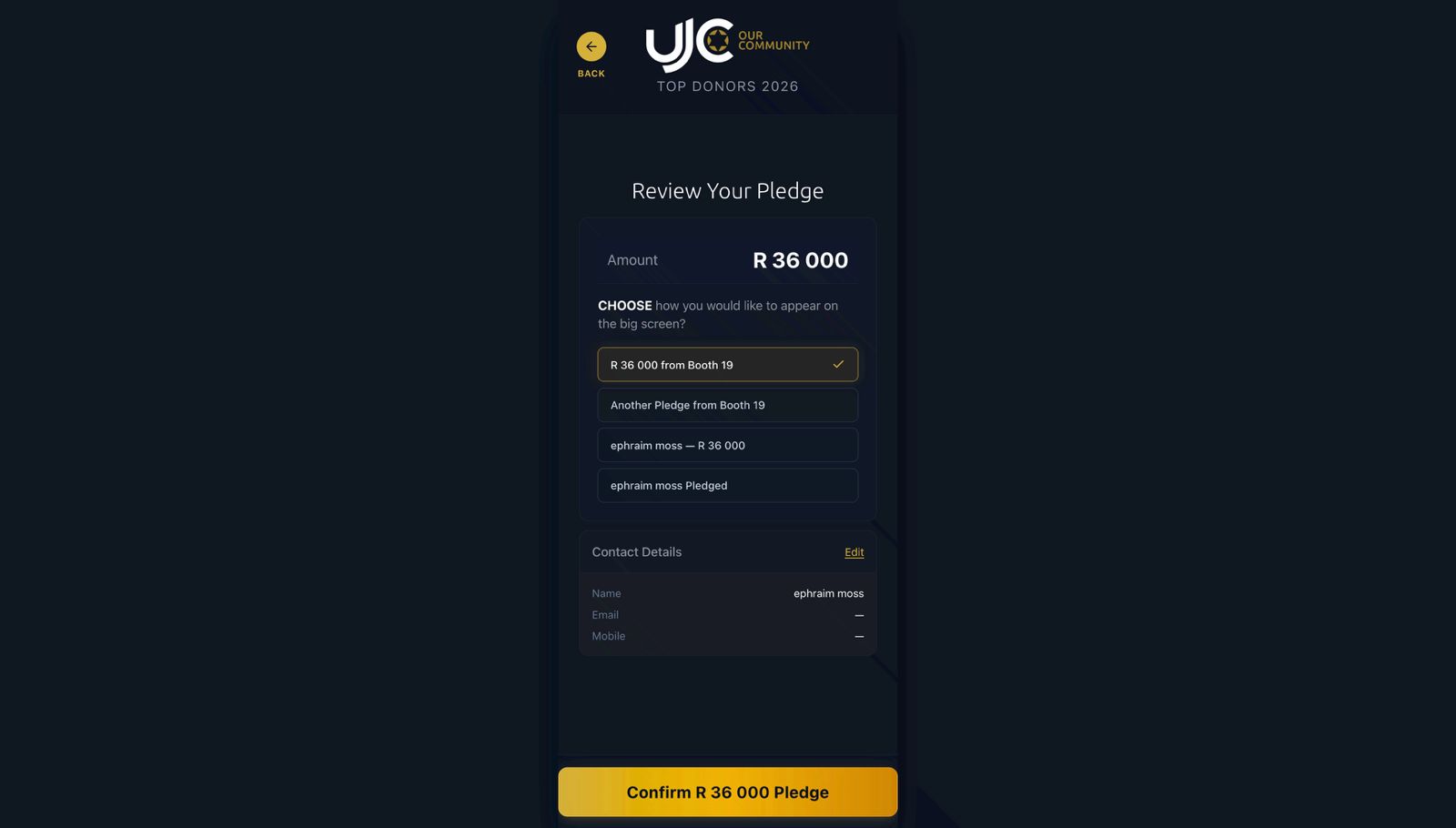 UJC mobile pledge